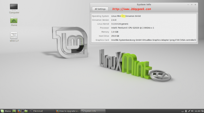LinuxMint upgrade from 17 (qiana) to 17.1 (rebecca) | 2DayGeek