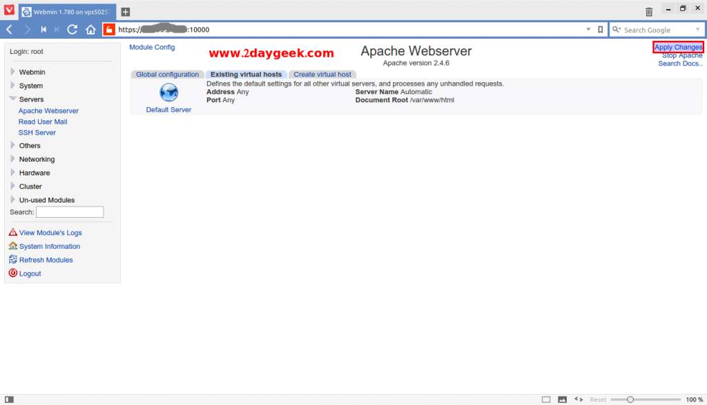 start webmin start webmin