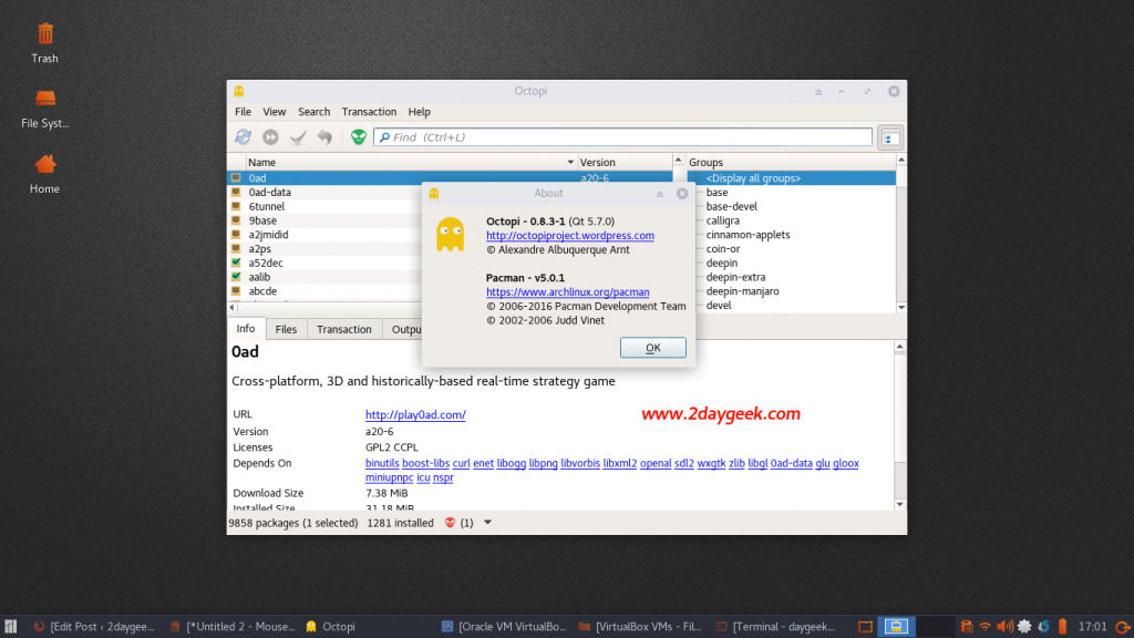 graphicalfrontendtoolforlinuxpackagemanageroctopiarchlinux