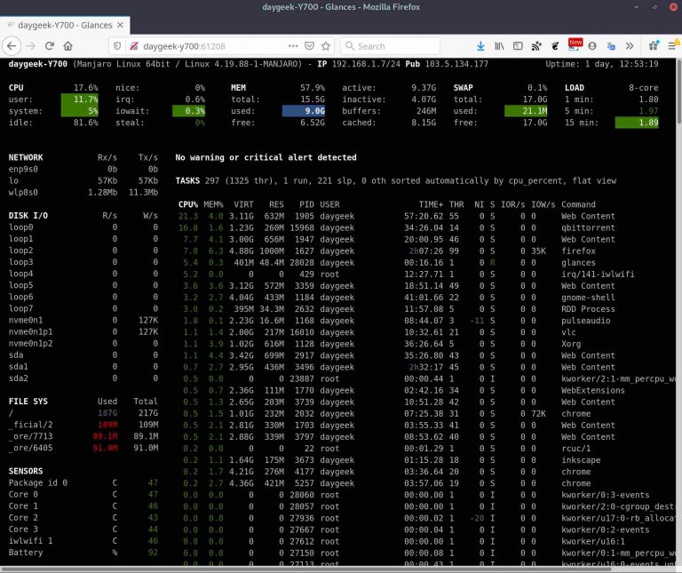linuxglancesadvancedrealtimelinuxsystemperformancemonitoring