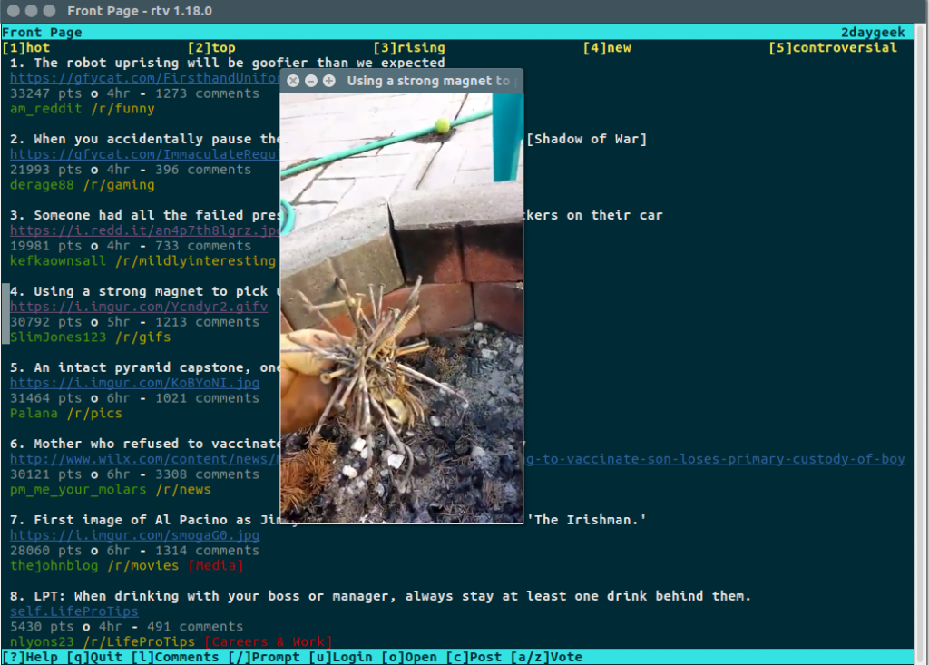 RTV (Reddit Terminal Viewer) A Simple Terminal Viewer For Reddit