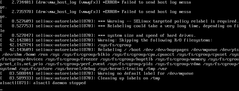 SELinux relabeling processes is on-going in RHEL 8