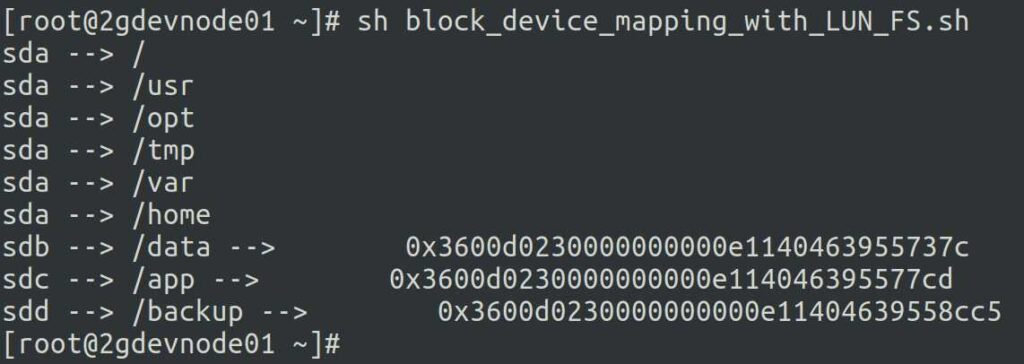 Mapping SAN LUN to Physical Disk and FileSystem in Linux