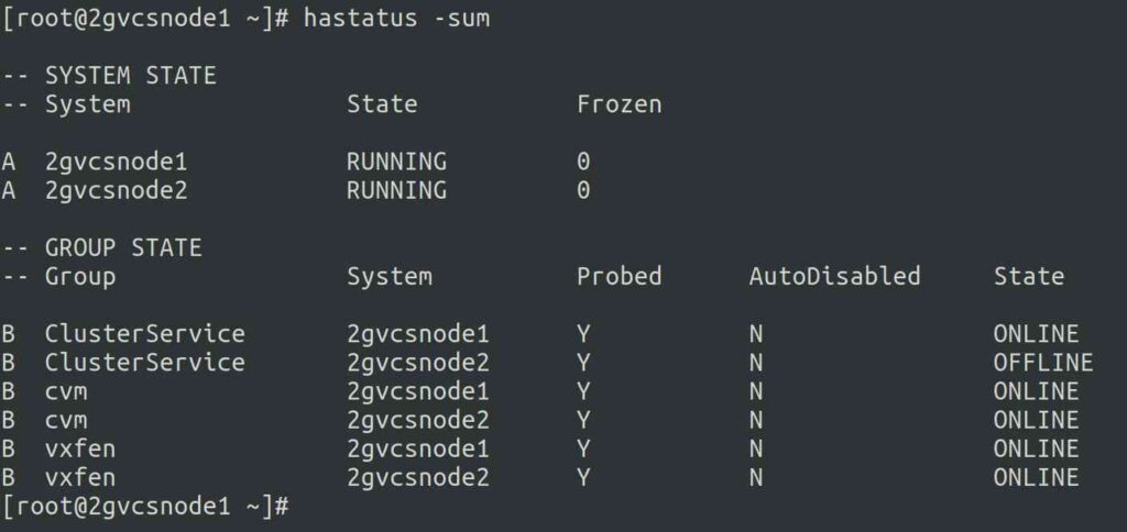 How to check Veritas Cluster status in Linux