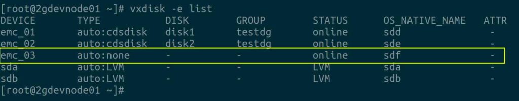 Initializing Disk in VxVM